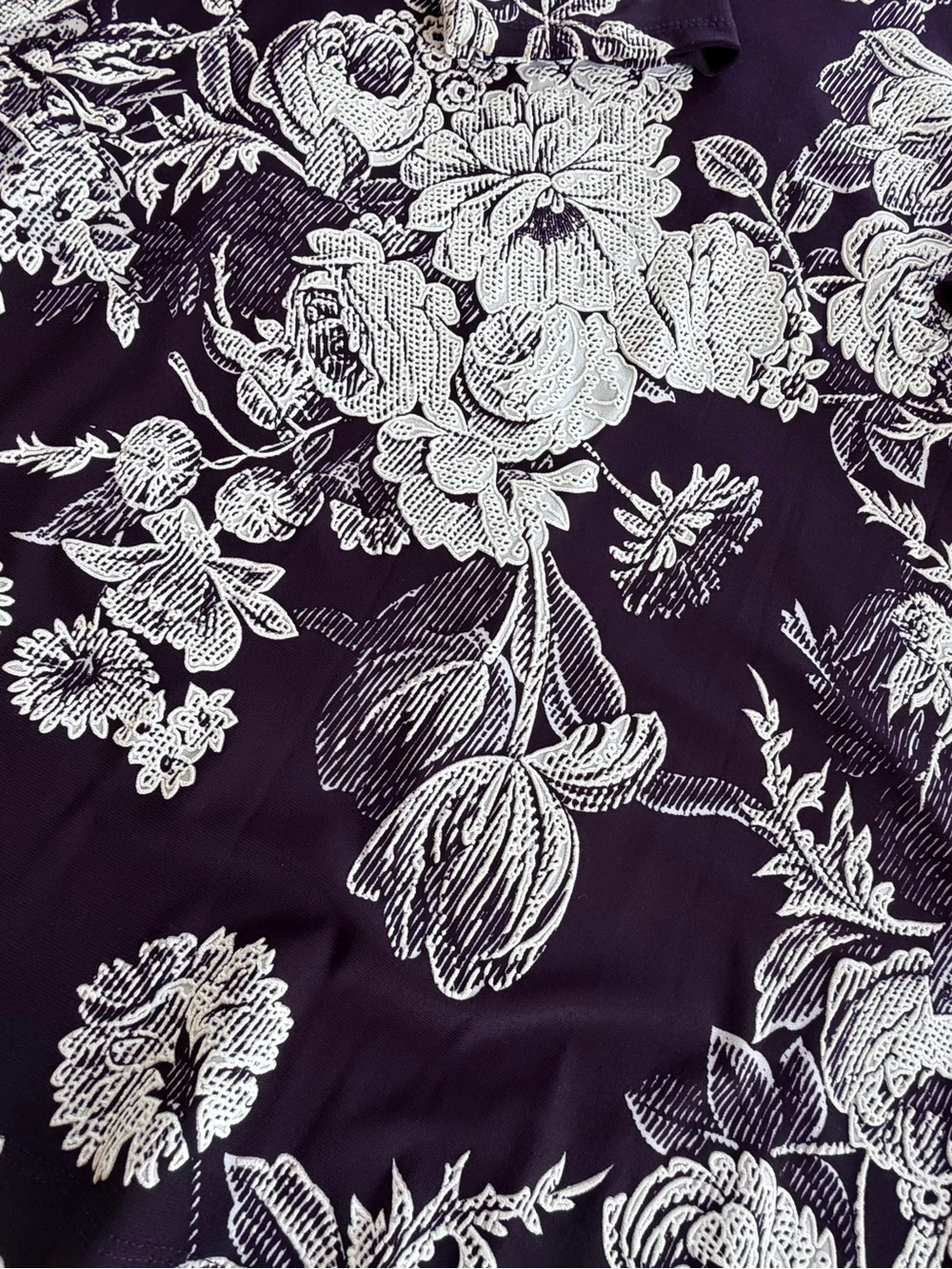 Anne Klein Dress Shift eggplant purple long sleeves floral size XL - Picture 5 of 6